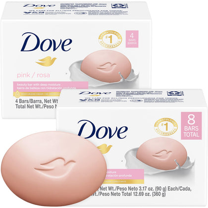 Dove Pink Beauty Bar 2-Pack front view with floral design