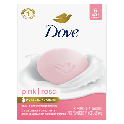 Dove Pink Rosa Beauty Bar Soap 8 Count packaging front view