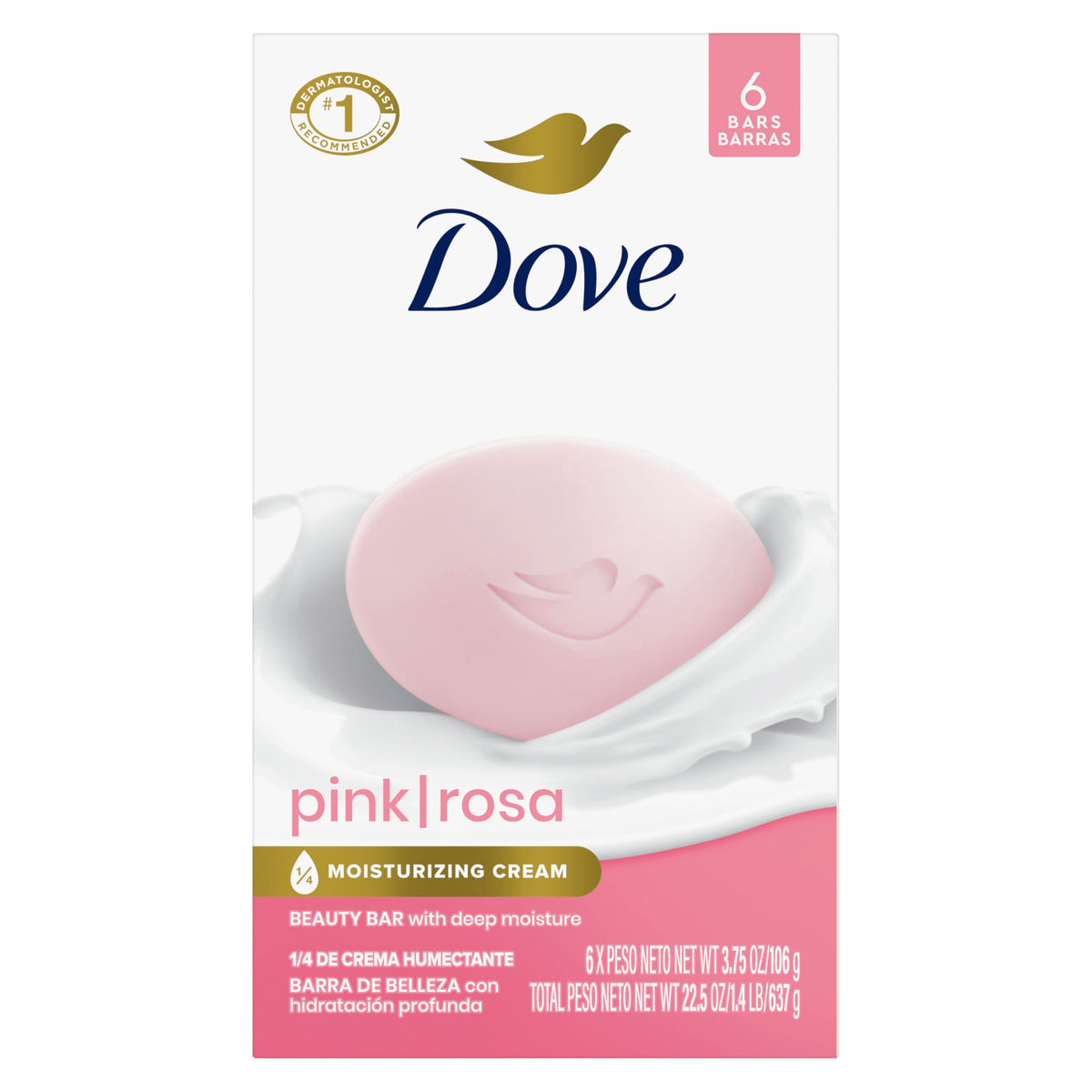 Dove Pink Rosa Beauty Bar Soap front view with packaging