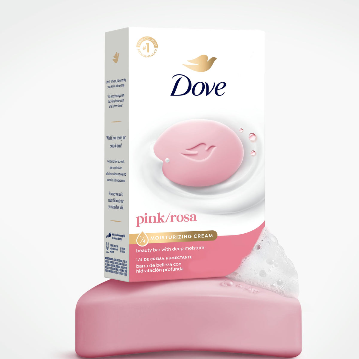 Dove Pink Rosa Beauty Bar Soap showing 6 bars in pack