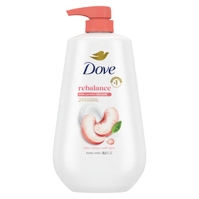 Dove Rebalance Body Wash White Peach & Rice Milk 30.6 oz front view