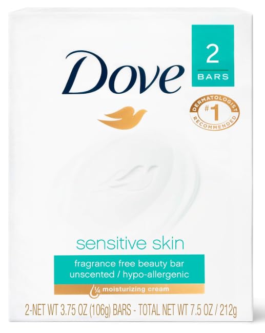 Dove Sensitive Beauty Bar Soap 24 bars pack front view