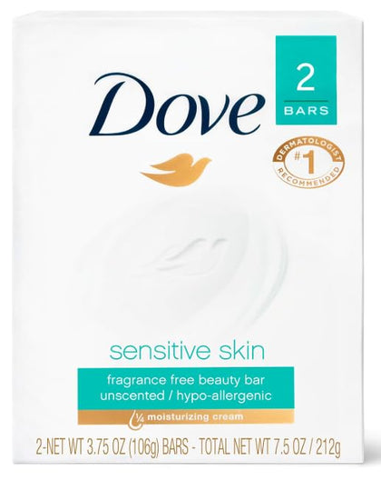 Dove Sensitive Beauty Bar Soap 24 bars pack front view
