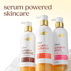 Dove Soothing Shower Oil Body Wash in a bathroom setting