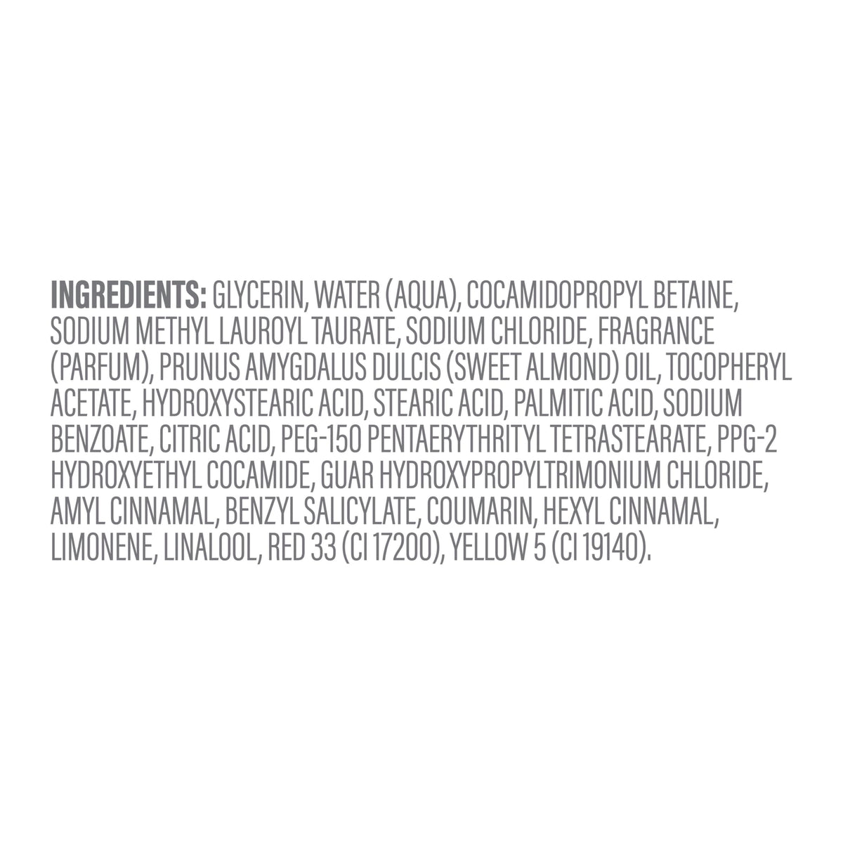Dove Soothing Shower Oil Body Wash ingredients list on the back