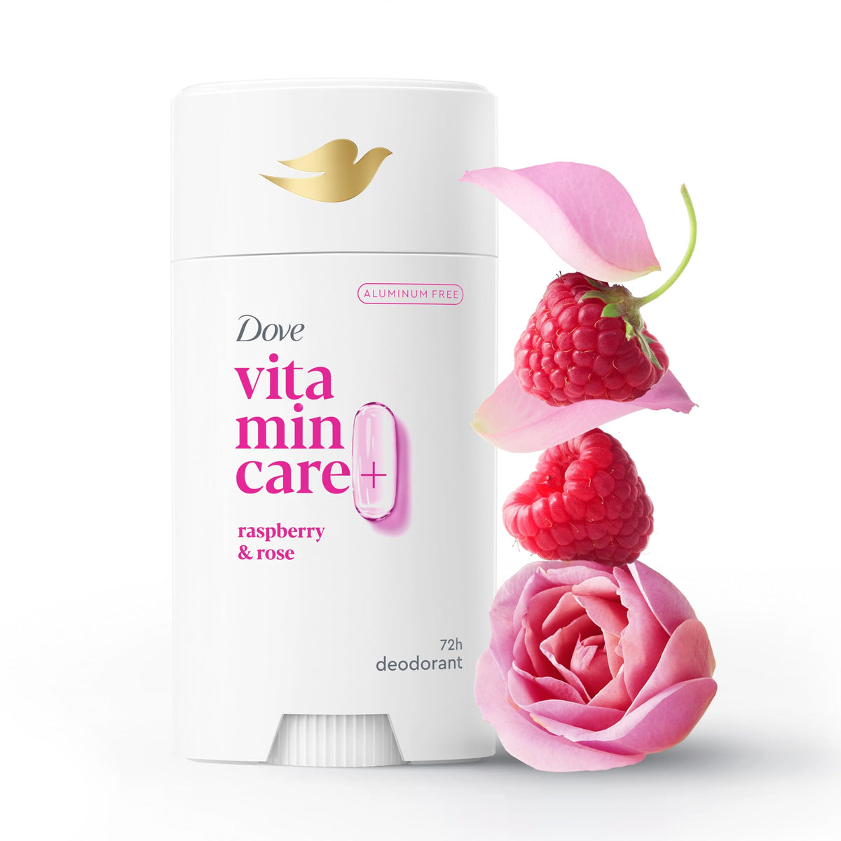 Dove VitaminCare+ Aluminum Free Deodorant Stick Raspberry & Rose side view