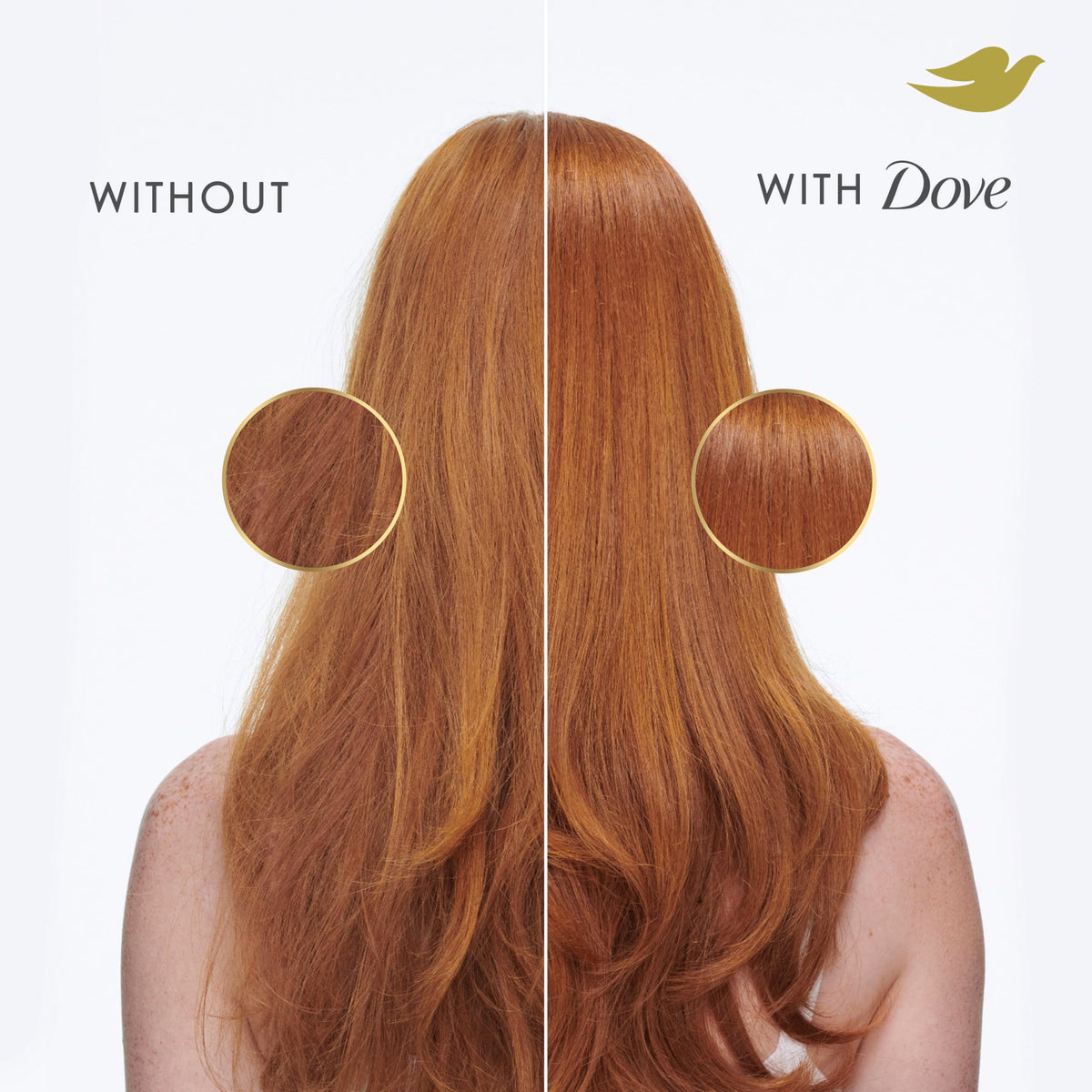 Dove Volume & Fullness Conditioner application on hair