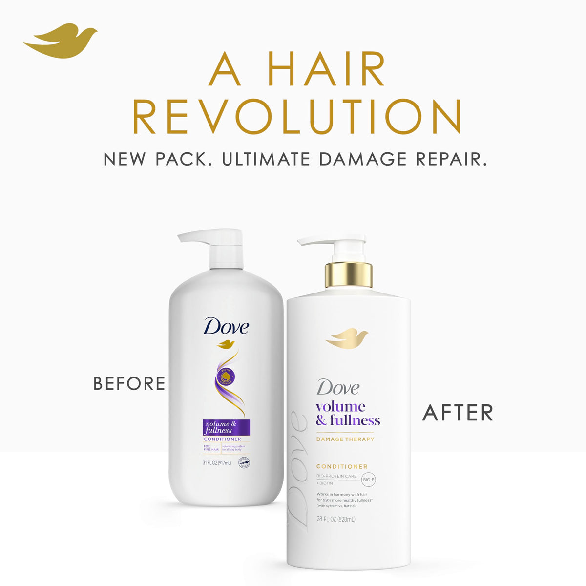 Dove Volume & Fullness Conditioner with biotin label