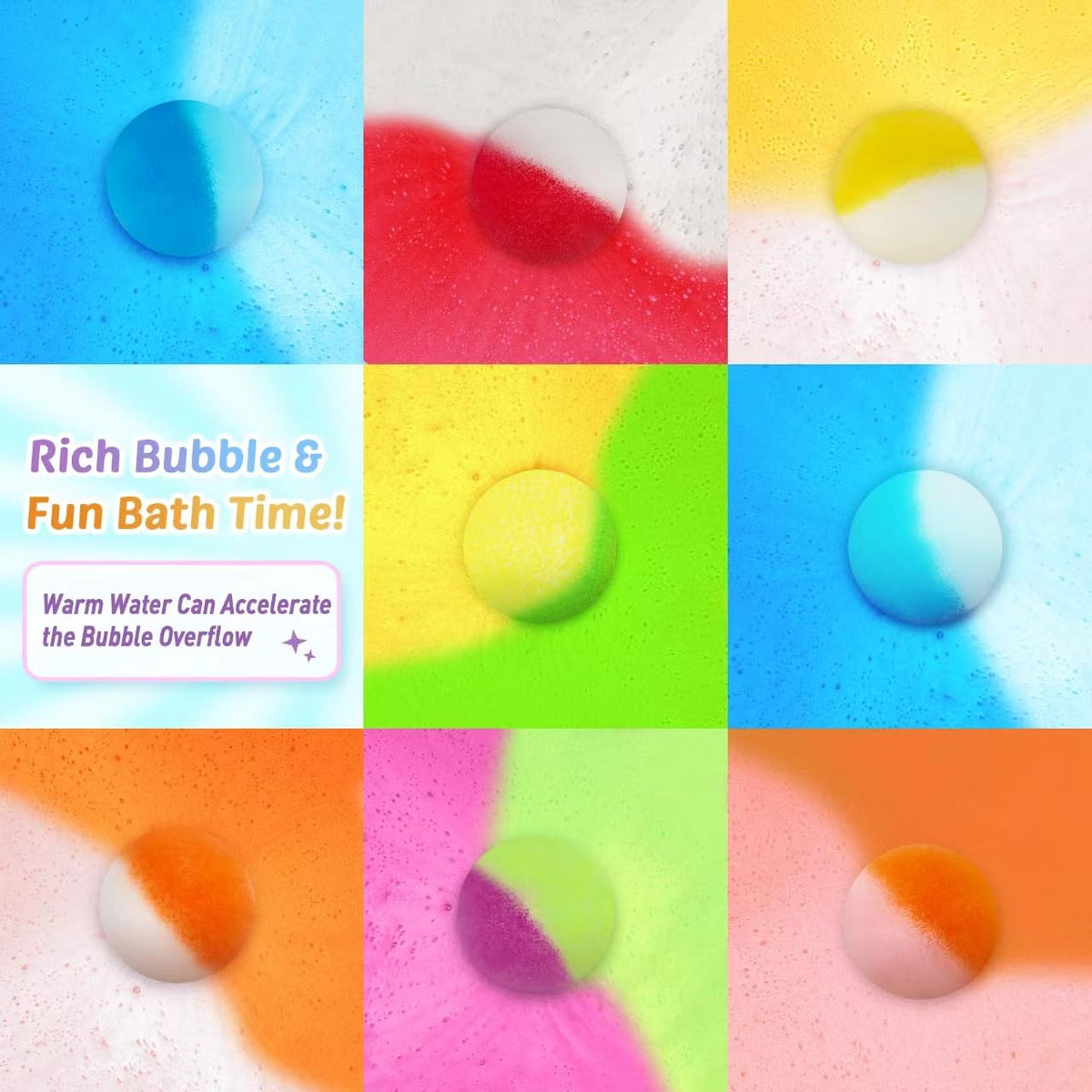 DOVIPE bath bombs in various vibrant colours