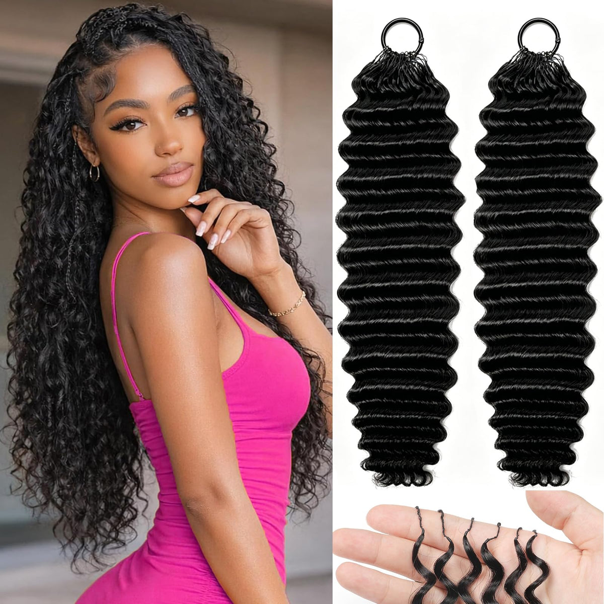 Dowstalgirl Human Crochet Hair 18 Inch Deep Wave front view