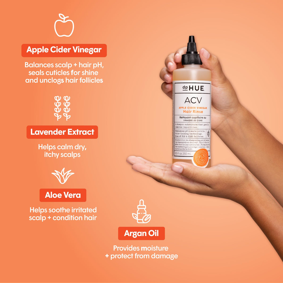 dpHUE Apple Cider Vinegar Hair Rinse back view