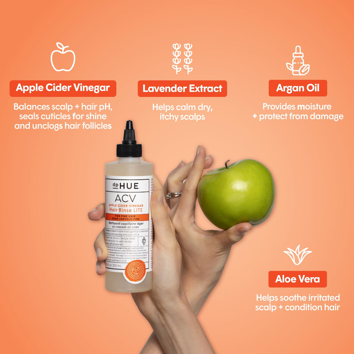 dpHUE Apple Cider Vinegar Hair Rinse Lite 8.5 oz back view