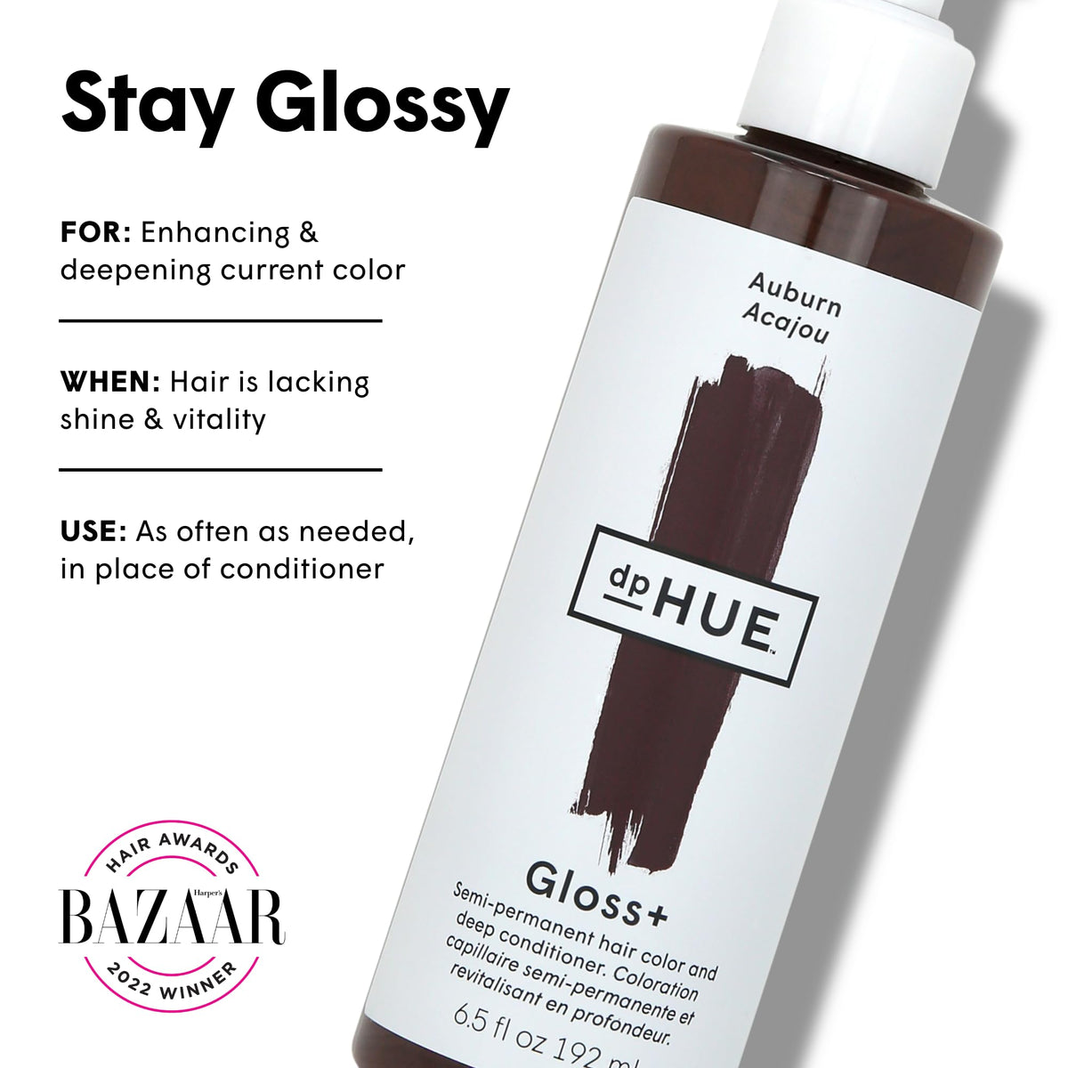 dpHUE Gloss+ Auburn Colour Glaze 6.5 fl oz back view