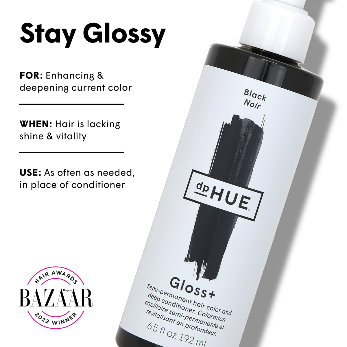 dpHUE Gloss+ Black Hair Colour Glaze 6.5 fl oz back view