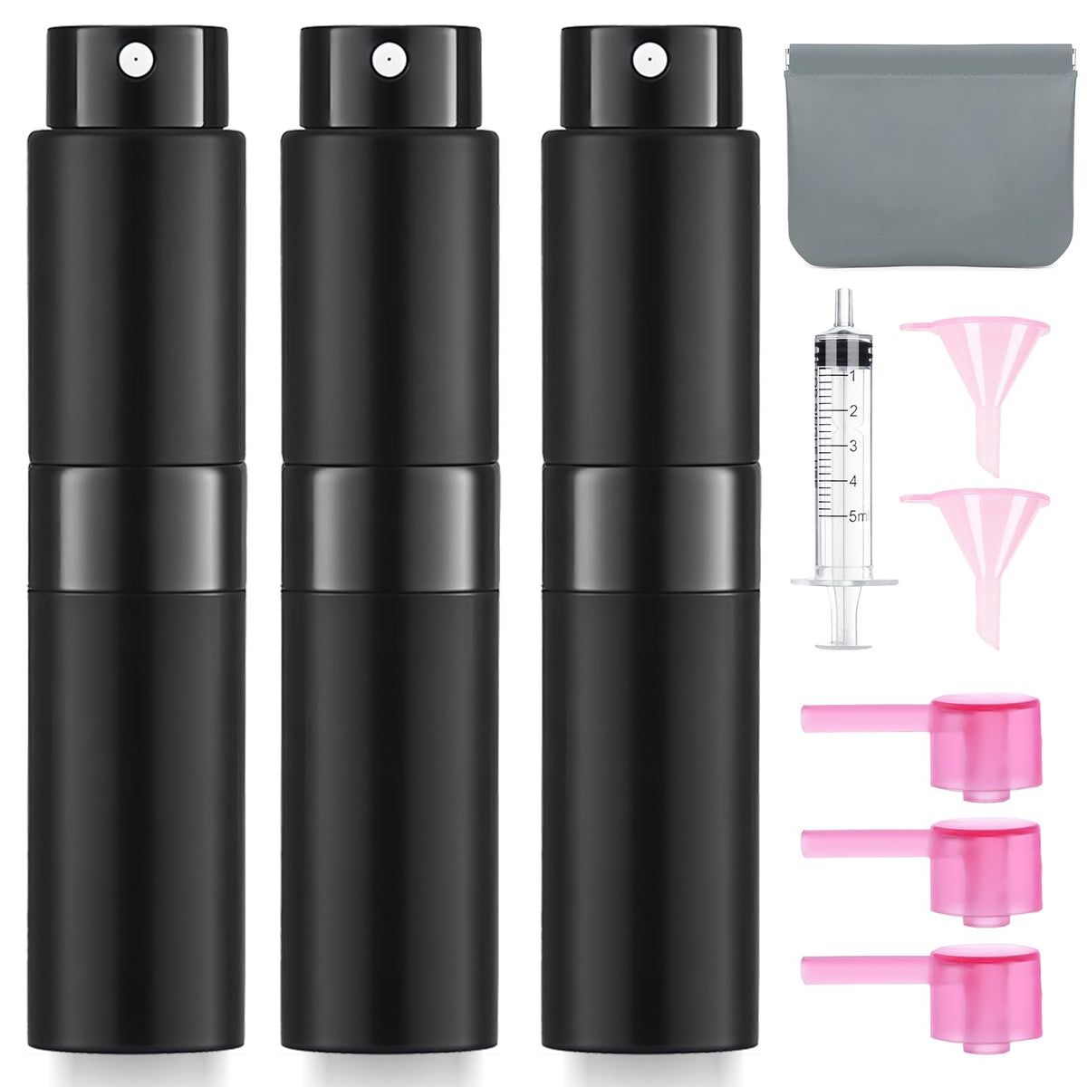 DPLASKA 3 pack empty cologne travel spray bottles in black