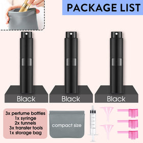 DPLASKA travel spray bottles with accessories on a table