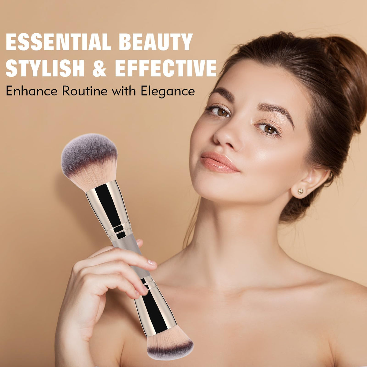 dpolla Dual-Ended Makeup Brush champagne-gold handle