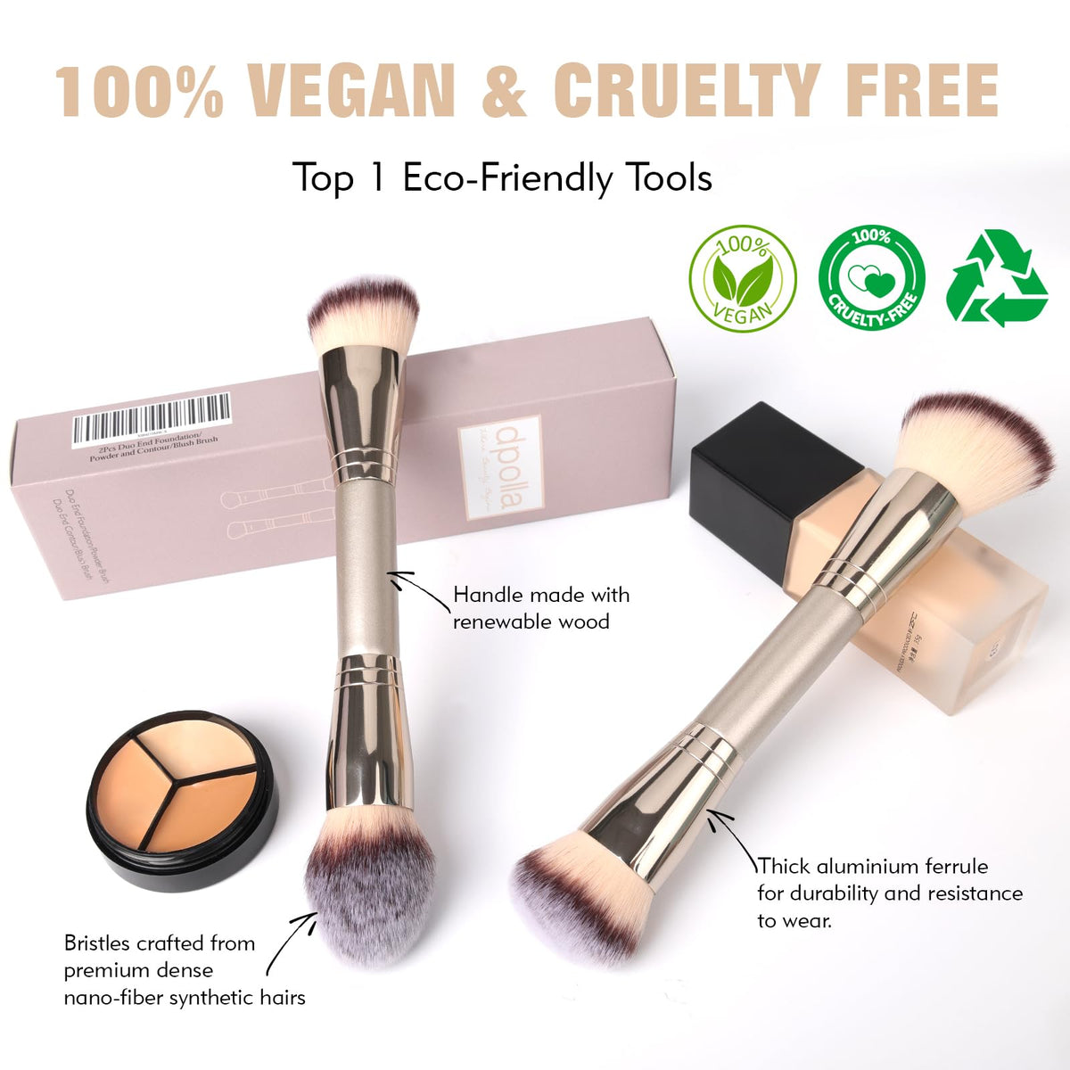 dpolla Foundation Makeup Brushes set displayed on vanity