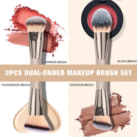 dpolla Foundation Makeup Brushes with champagne gold finish