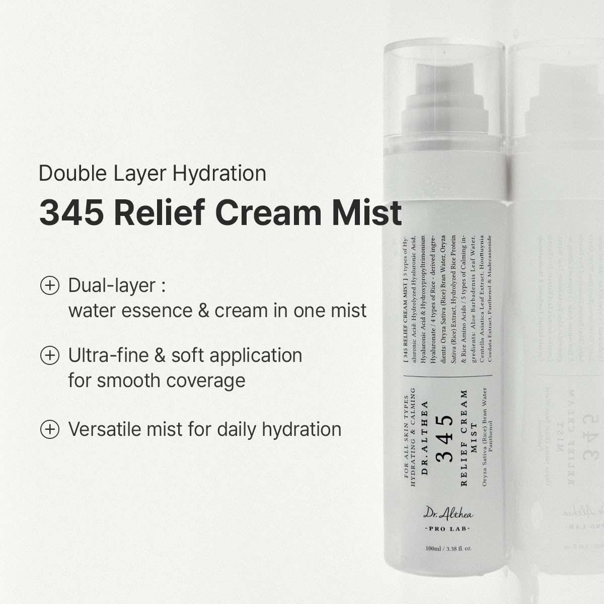 Dr.Althea 345 Relief Cream Mist being sprayed