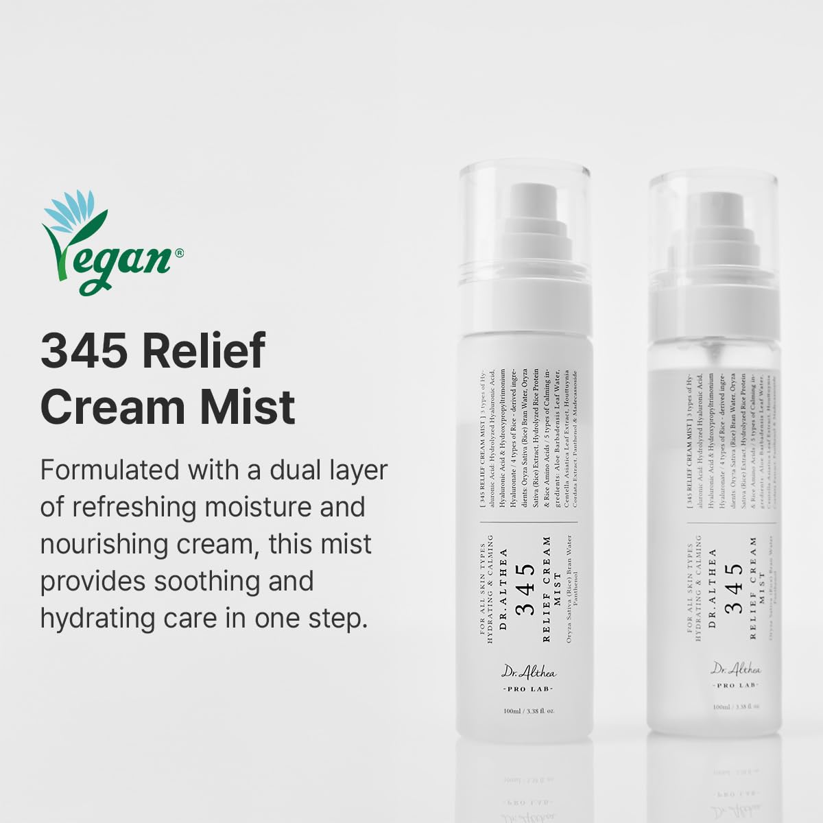 Dr.Althea 345 Relief Cream Mist side view showing packaging details