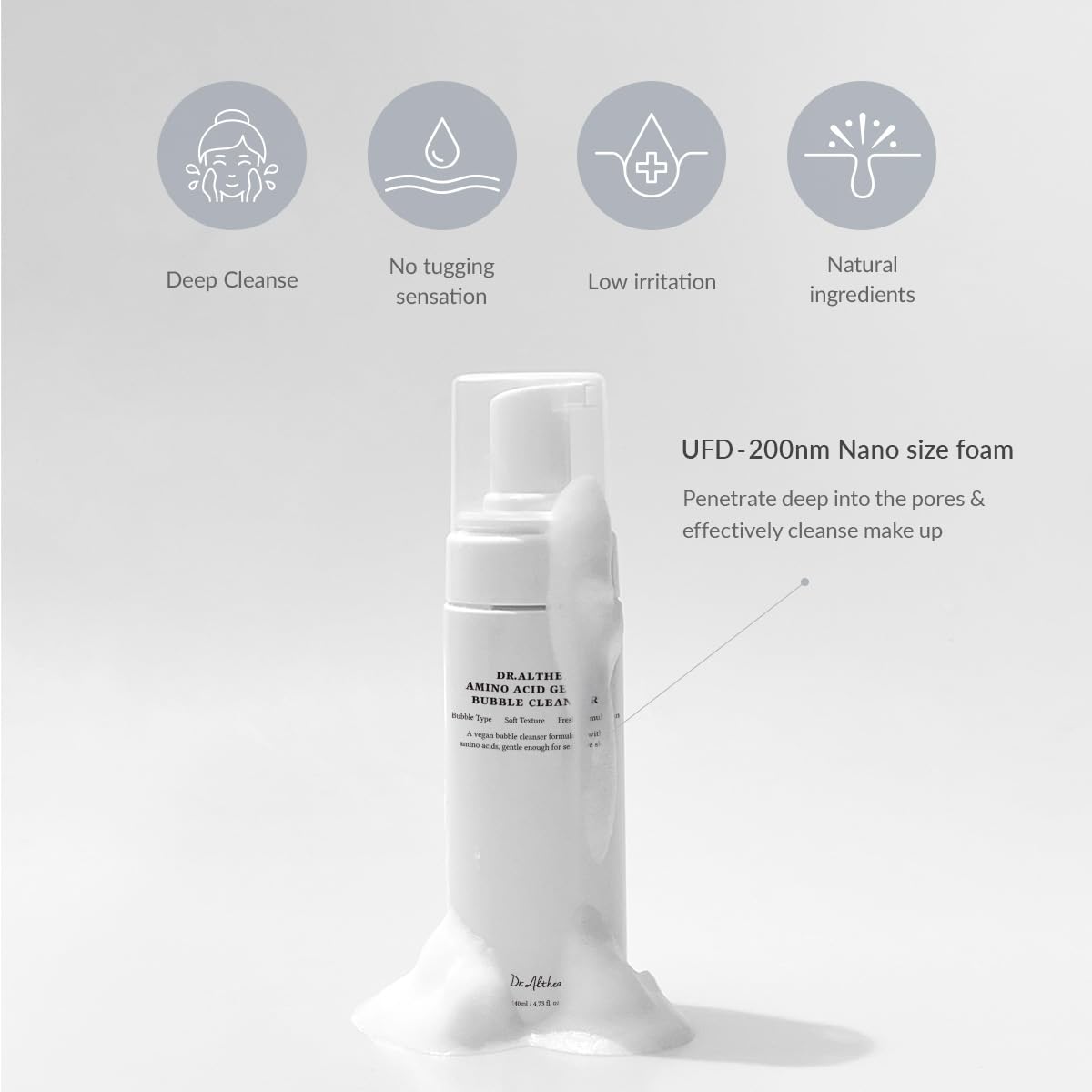 Dr.Althea Amino Acid Gentle Bubble Cleanser in use during skincare routine