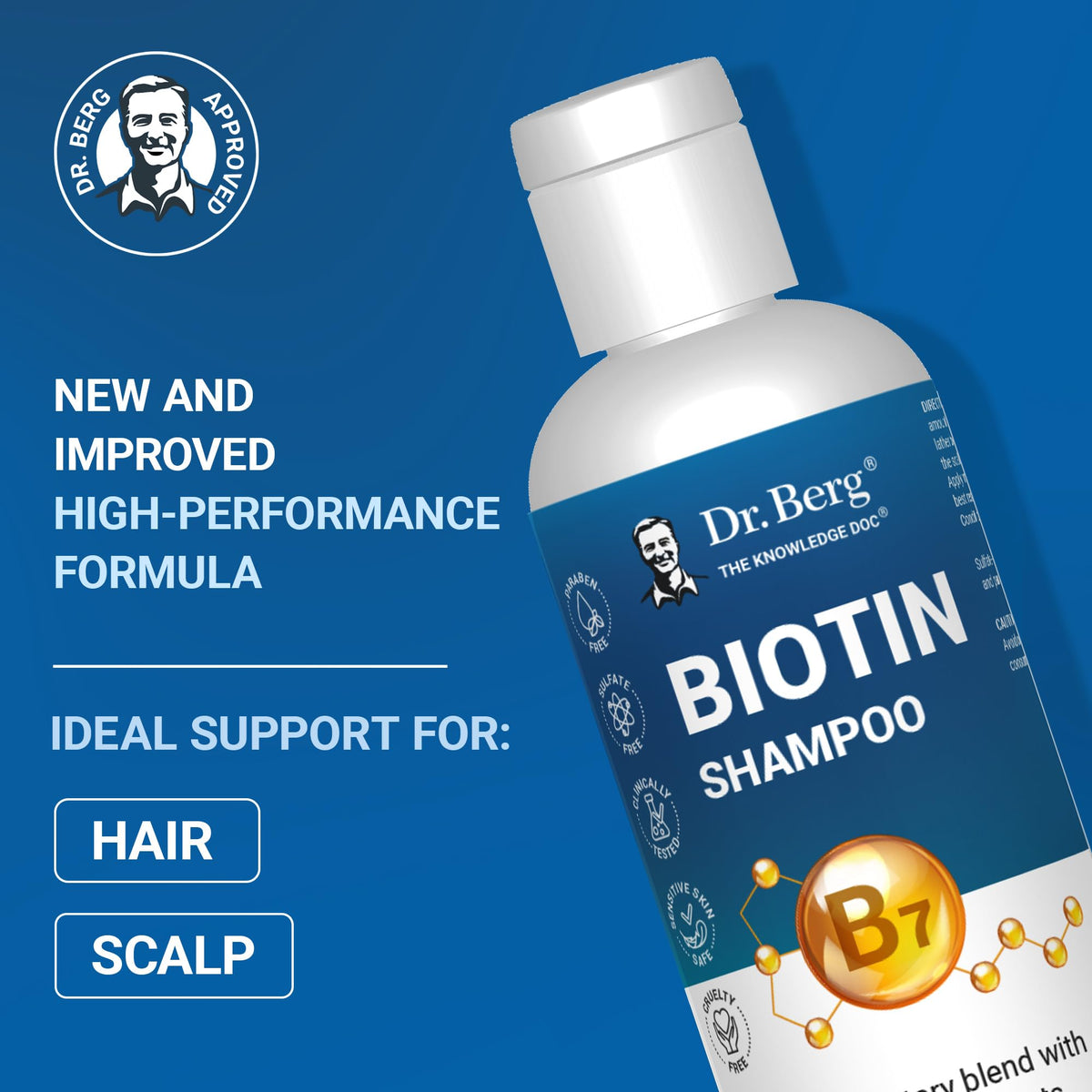 Dr. Berg Biotin Shampoo bottle side view