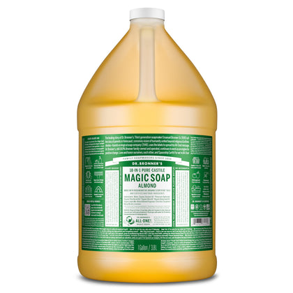 Dr. Bronner's Almond Pure-Castile Liquid Soap 1 Gallon front view