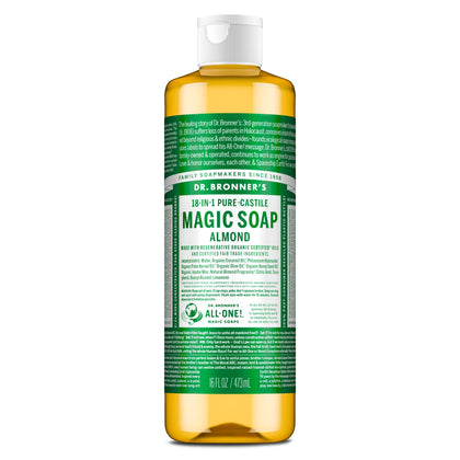 Dr. Bronner's Almond Pure-Castile Liquid Soap 16 oz front view