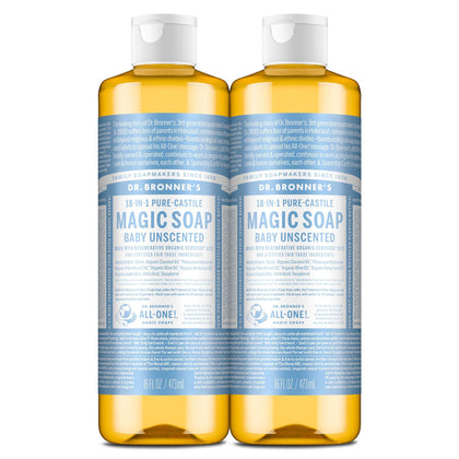Dr. Bronner's Baby Unscented Pure-Castile Liquid Soap 16 oz front view