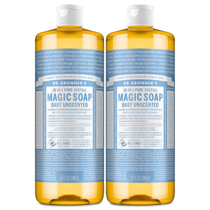 Dr. Bronner's Baby Unscented Pure-Castile Liquid Soap 32 oz front view