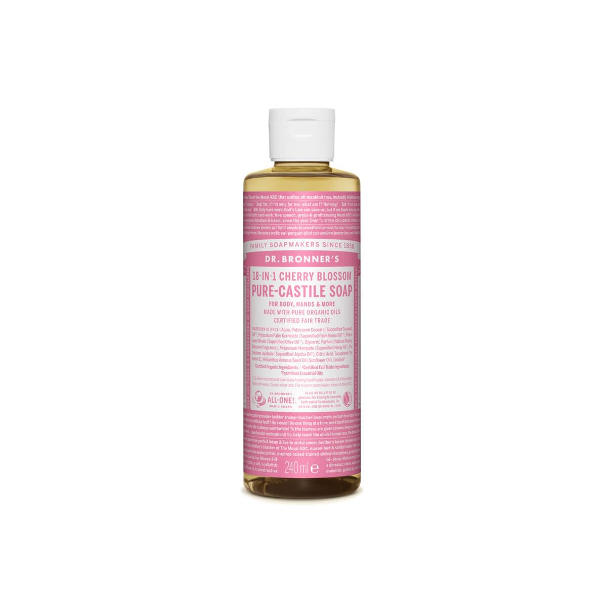 Dr. Bronner's Cherry Blossom Pure-Castile Liquid Soap 240 ML front view