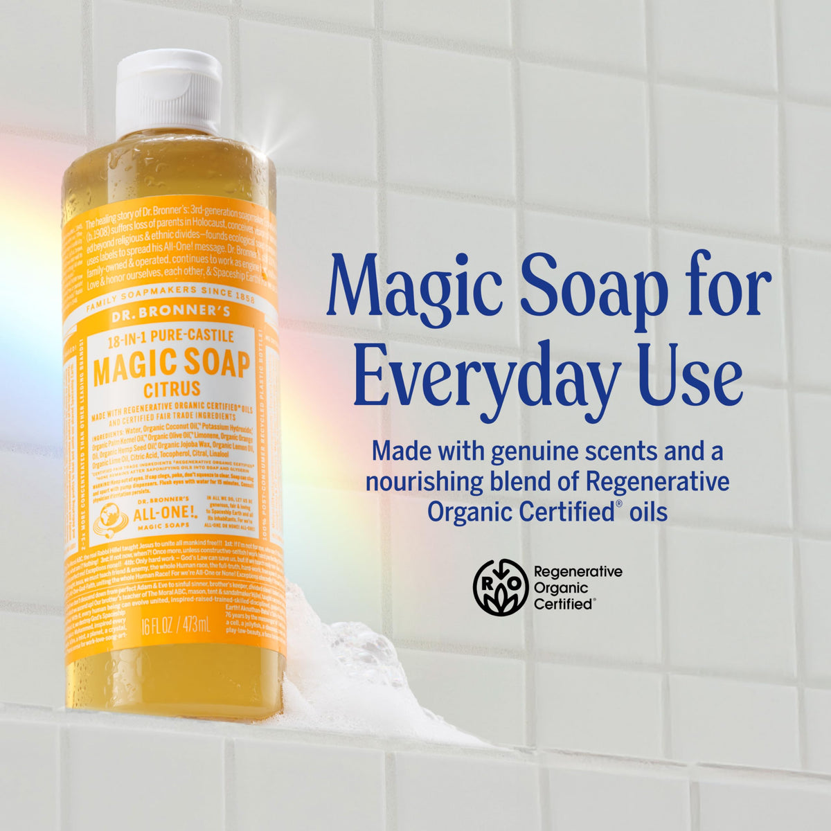 Dr. Bronner's Citrus Pure-Castile Liquid Soap 16 oz back view