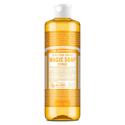Dr. Bronner's Citrus Pure-Castile Liquid Soap 16 oz front view