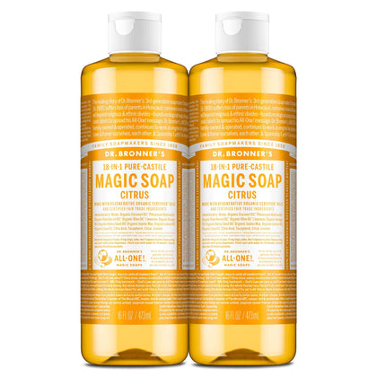 Dr. Bronner's Citrus Pure-Castile Liquid Soap 16 oz front view