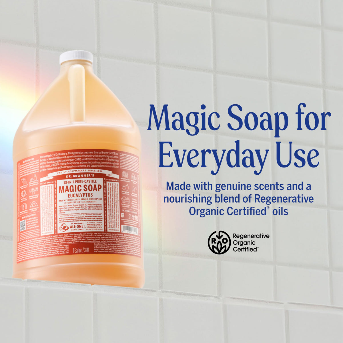 Dr. Bronner's Eucalyptus Liquid Soap refill packaging side view