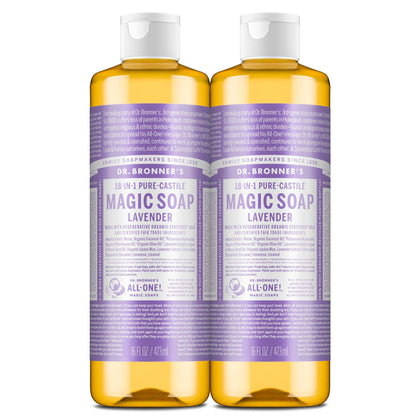 Dr. Bronner's Lavender Pure-Castile Liquid Soap 16 oz front view