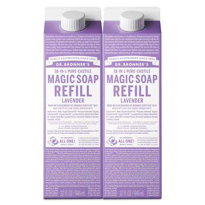 Dr. Bronner's Lavender Pure-Castile Liquid Soap 32oz refill front view