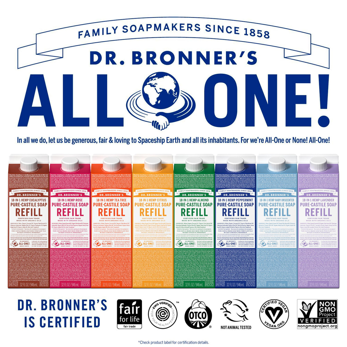 Dr. Bronner's Lavender Pure-Castile Liquid Soap being poured into a dish