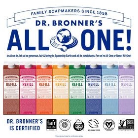 Dr. Bronner's Lavender Pure-Castile Liquid Soap being poured into a dish