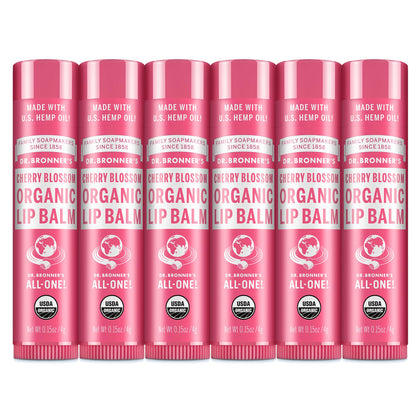 Dr. Bronner's Organic Lip Balm 6-Pack Cherry Blossom front view