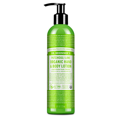 Dr. Bronner's Organic Lotion Patchouli Lime 8 Ounce front view