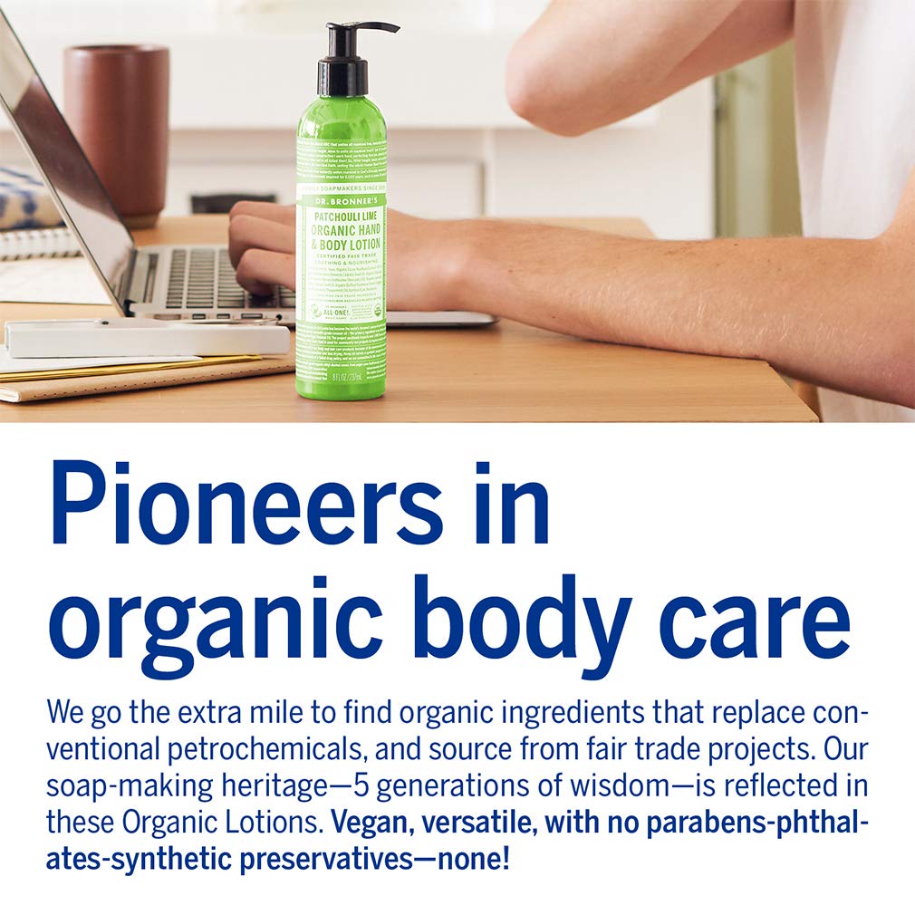 Dr. Bronner's Organic Lotion Patchouli Lime with natural ingredients