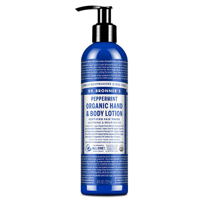 Dr. Bronner's Organic Lotion Peppermint 8 Ounce front view