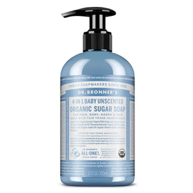 Dr. Bronner's Organic Sugar Soap Baby Unscented 12 Ounce front view
