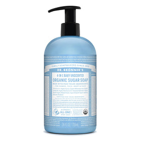Dr. Bronner's Organic Sugar Soap Baby Unscented 24 Ounce front view