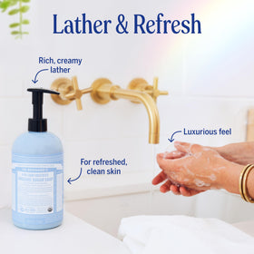 Dr. Bronner's Organic Sugar Soap Baby Unscented in a bathroom setting