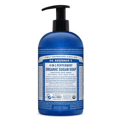 Dr. Bronner's Organic Sugar Soap in Peppermint 24 Ounce front view