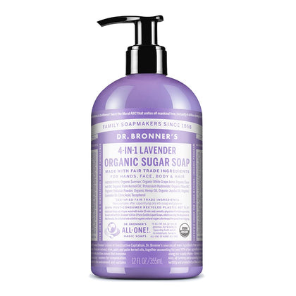 Dr. Bronner's Organic Sugar Soap Lavender 12 Ounce front view