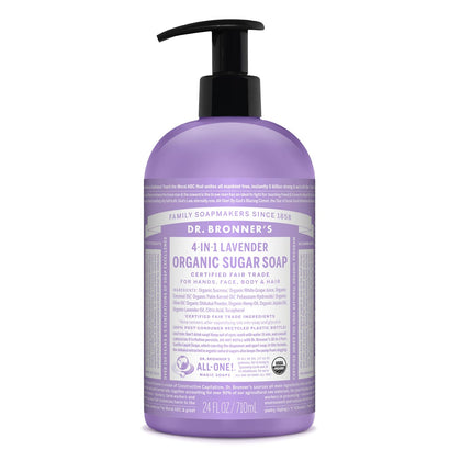 Dr. Bronner's Organic Sugar Soap Lavender 24oz front view